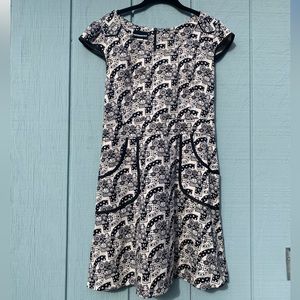 Black and white graphic Nooworks dress; local San Francisco designer; size M